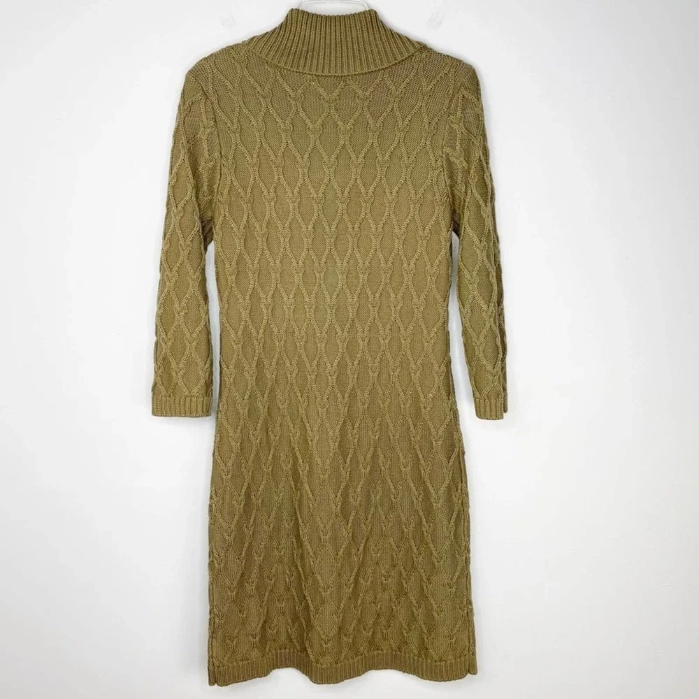 Calvin Klein Olive Green Faux Wrap Sweater Dress Size Large